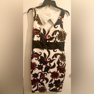 Size 8 Bisou Bisou Michele Bohbot Dress Cream/Teal/ Black Dress